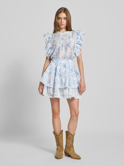 Gina Tricot Blusenshirt mit Volantärmel Hellblau 1