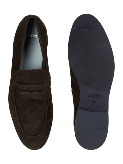 JOOP! SHOES Mokasyny ze skóry welurowej model ‘Kleitos’ Ciemnobrązowy 4