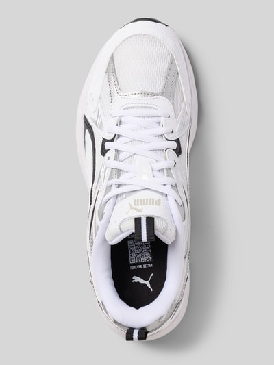 Produktfoto, Sneaker mit Logo-Print von PUMA Damen Sneaker, weiß mit schwarzen Details, Mesh- und Glattlederstruktur, Draufsicht