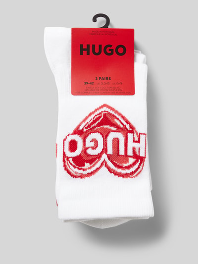 HUGO Socken mit Label-Print im 3er-Pack Weiss 3