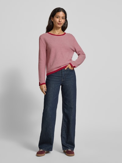 Tom Tailor Regular Fit Strickpullover aus reiner Baumwolle Rot 1