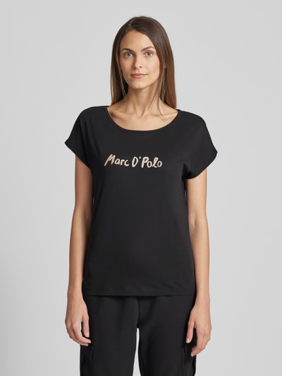 Marc O'Polo T-shirt met labelprint Zwart - 4