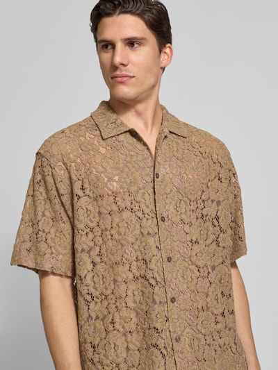 WOODBIRD Relaxed Fit Freizeithemd mit Ausbrenner-Effekt Modell 'Banks' Taupe 3