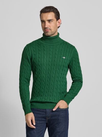 Gant Strickpullover mit gerippten Abschlüssen Dunkelgruen 4