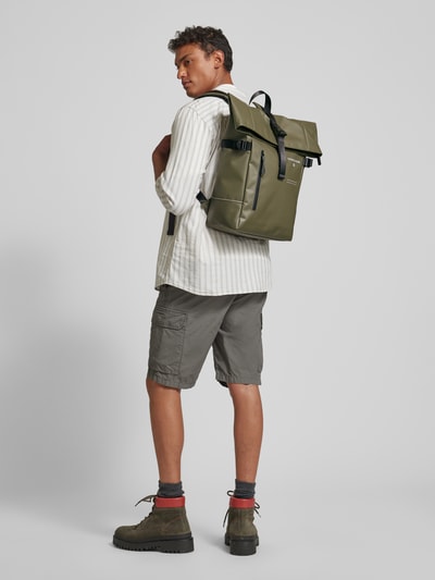 Strellson Rucksack mit Label-Print Modell 'stockwell' Oliv 1