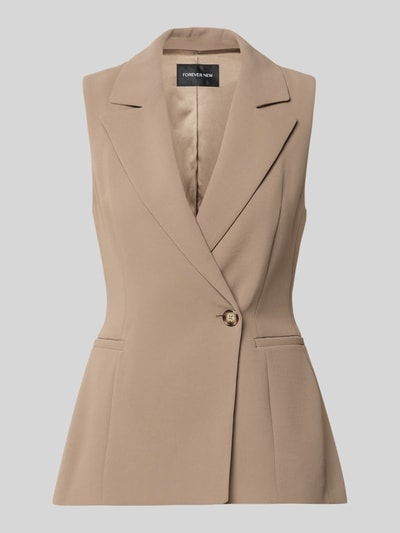 Produktfoto, Blazer mit Reverskragen Modell 'Arden' van Forever New in beige, getailleerd Materiaalmix met stretch, knoopsluiting, paspelzak op de borst, ruglengte maat 36 69 cm