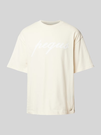 PEQUS T-shirt met extra brede schouders Beige - 2