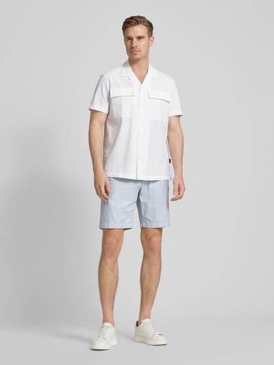 Marc O'Polo Regular Fit Bermudas mit Strukturmuster Modell 'Salo' Hellblau 1