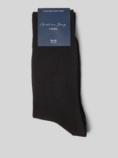 Christian Berg Men Socken mit Label-Print im 2er-Pack Black 3
