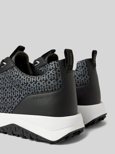 HUGO Sneakers met all-over labelmotief, model 'Kane' Zwart - 2