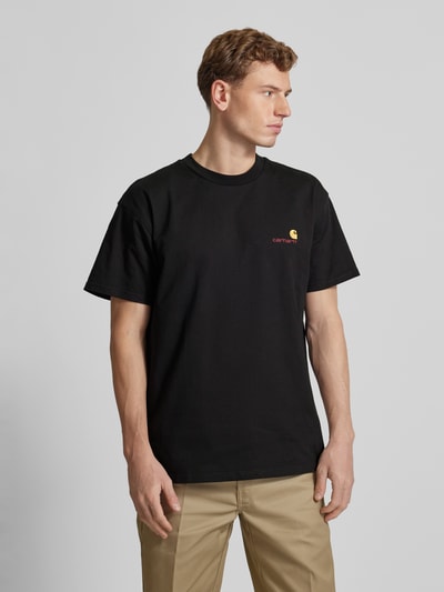 Carhartt Work In Progress T-Shirt mit Label-Stitching Modell 'American Script' Black 4