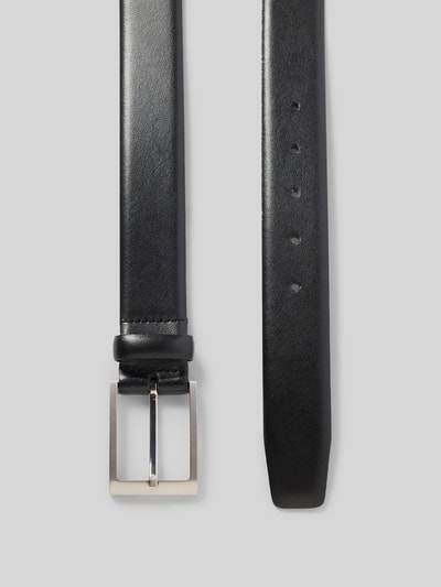 Produktfoto, Glattleder-Gürtel mit Dornschließe von Montego in Schwarz, klassische Form, Leder-Mix, Breite 126 cm bei Größe 110.
