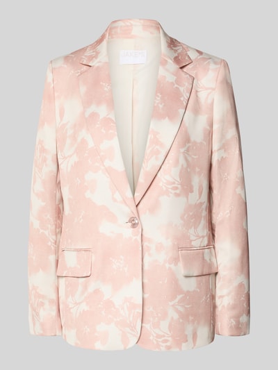 Produktfoto, Blazer mit Pattentaschen und Reverskragen von Jake*s Collection in Rosa und Weiß, gerader Schnitt, Knopfverschluss, Textur mit floralem Muster