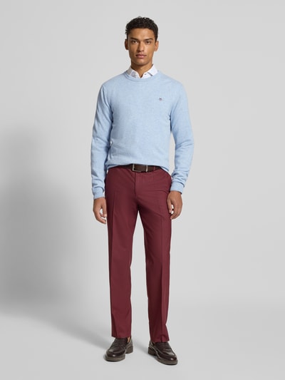 Gant Strickpullover aus reiner Lammwolle mit gerippten Abschlüssen Hellblau Melange 1