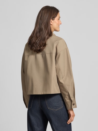 Jake*s Casual Jack met platte kraag en klepzakken Taupe - 5