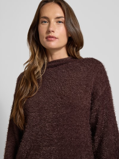 FREE/QUENT Gebreide pullover met ronde hals, model 'Cat' Donkerbruin - 3