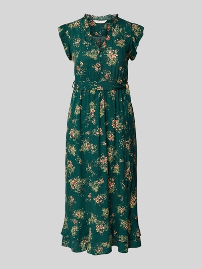 Apricot Midikleid aus Viskose mit Bindegürtel Gruen 2