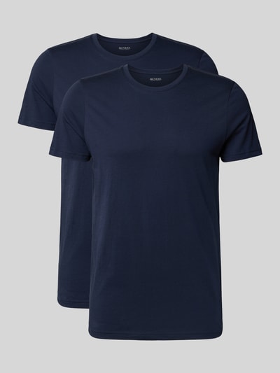 Produktfoto, T-Shirt mit Rundhalsausschnitt im 2er-Pack von MCNEAL in Dunkelblau, Herren T-Shirt aus reiner Baumwolle, Slim-Fit, glatte Textur