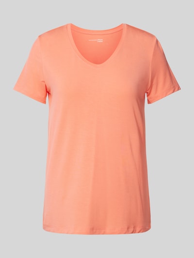 Schiesser T-Shirt mit geripptem V-Ausschnitt Orange 1