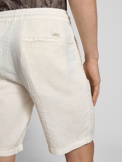 Blend Regular fit korte linnen broek met tunnelkoord, model 'MORGAN' Wit - 3