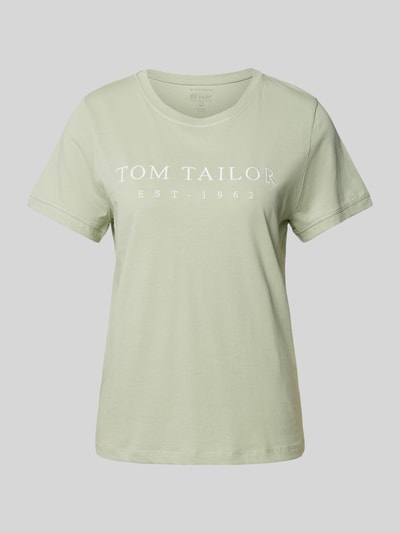 Tom Tailor T-shirt met labelstitching Rietgroen - 2