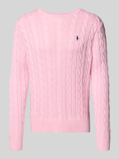 Polo Ralph Lauren Strickpullover mit Zopfmuster Modell 'DRIVER' Rosa 2