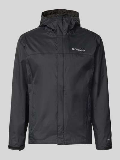 Produktfoto, Jacke mit Kapuze von Columbia in dunklem Grau, wasserabweisende Struktur, durchgehender Reißverschluss, Label-Detail