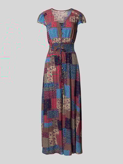 Apricot Maxikleid aus Viskose mit V-Ausschnitt Pink 2