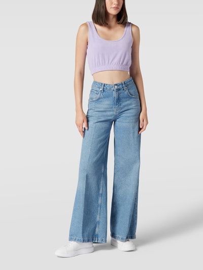 Jake*s Casual Crop Top aus Frottee Lila 1