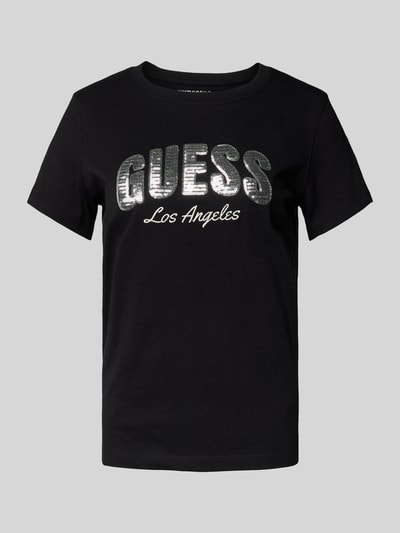 Guess T-shirt z cekinowym obszyciem model ‘SEQUINS’ Czarny 2