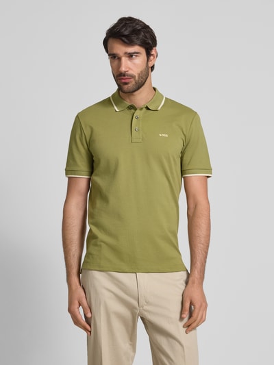 BOSS Regular Fit Poloshirt mit Label-Print Modell 'Parlay' Gruen 4
