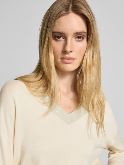 LIU JO SPORT Oversized Strickpullover mit gerippten Abschlüssen Offwhite 3