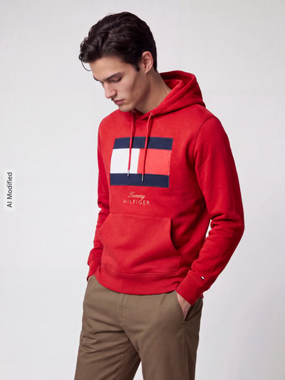 Tommy Hilfiger Hoodie mit Logo-Print Rot 4