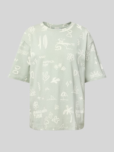 Jake*s Casual T-Shirt mit Allover Muster Mint 2