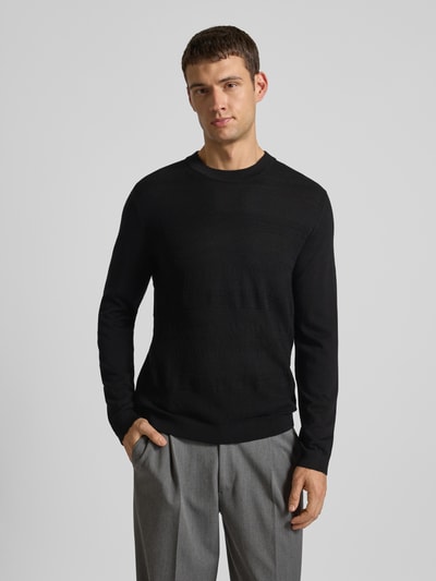 SELECTED HOMME Wollpullover mit Strukturmuster Modell 'TRAY' Black 4