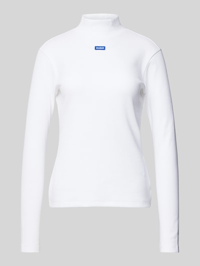 Hugo Blue Longsleeve mit geripptem Stehkragen Weiss 2