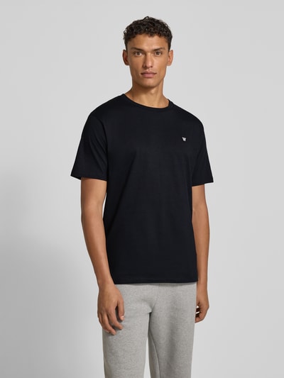 Wood Wood T-shirt met labelstitching en ronde hals Zwart - 4