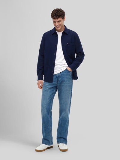 Tommy Hilfiger regular fit overshirt van katoenmix Donkerblauw - 1