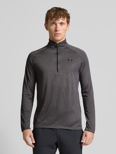 Under Armour Regular fit shirt met lange mouwen en ritssluiting, model 'Tech' Antraciet - 4