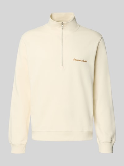 Jack & Jones Sweatshirt mit Troyer-Kragen und Label-Stitching Offwhite 2