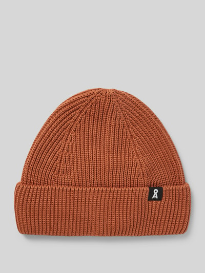 Armedangels Czapka beanie z detalem z logo model ‘NILDAAO’ Rdzawoczerwony 1