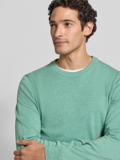 MCNEAL Strickpullover aus Baumwoll-Kaschmir-Mix mit Rundhalsausschnitt Hellgruen Melange 3