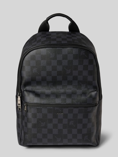 Produktfoto, plecak z nadrukiem z logo model 'miko' od JOOP! z kolekcji Herren Rucksack, czarna kratka, prostokątny kształt, gładka struktura