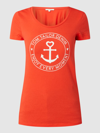 Tom Tailor Denim T-shirt met logoprint Rood - 2