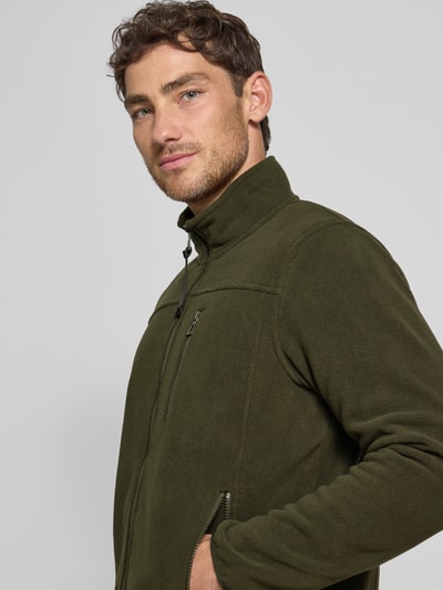 Lerros Fleecejack met opstaande kraag en labeldetail Olijfgroen - 3
