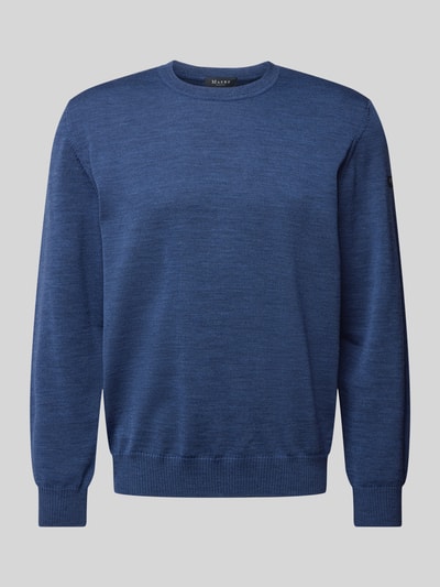 MAERZ Muenchen Gebreide pullover van pure scheerwol met ronde hals Oceaanblauw gemêleerd - 2