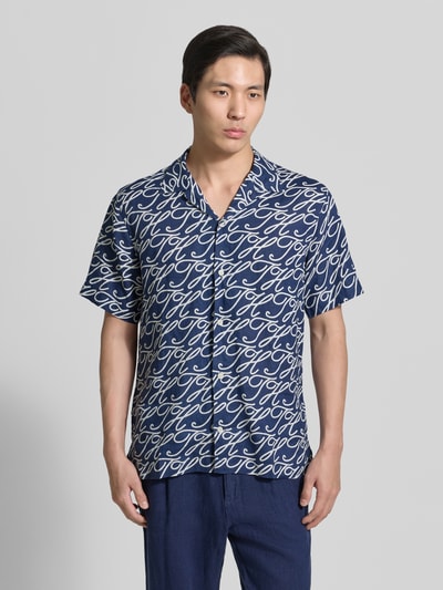 Tommy Hilfiger Regular Fit Freizeithemd aus reinem Leinen Modell 'LINEN CAMP COLLAR' Marine 4