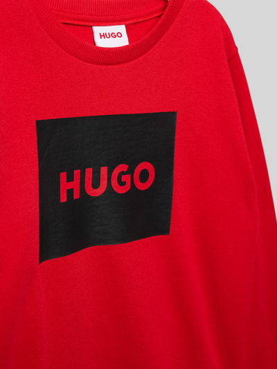 HUGO Sweatshirt mit Label-Print Rot 2