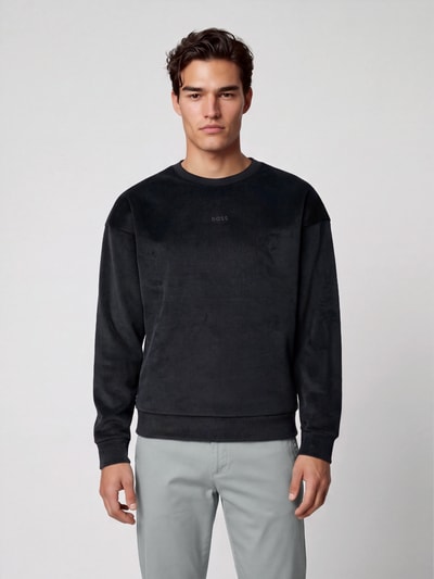 BOSS Green Sweatshirt mit samtiger Oberfläche Black 4