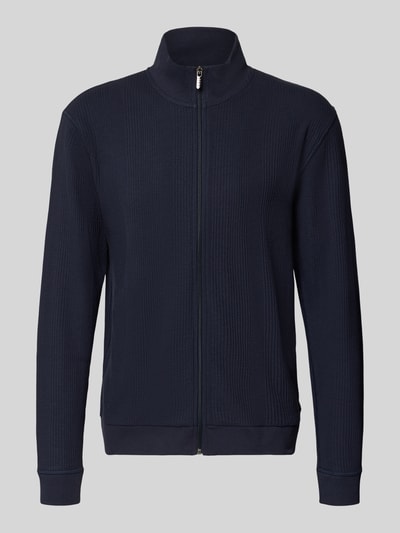 BOSS Regular Fit Sweatjacke aus Baumwoll-Mix Modell 'Structure' Marine 1